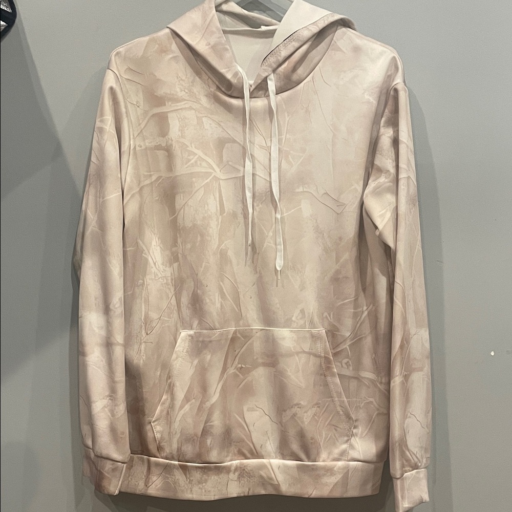 Cream Camouflage Hoodie marbled design like new front pocket medium